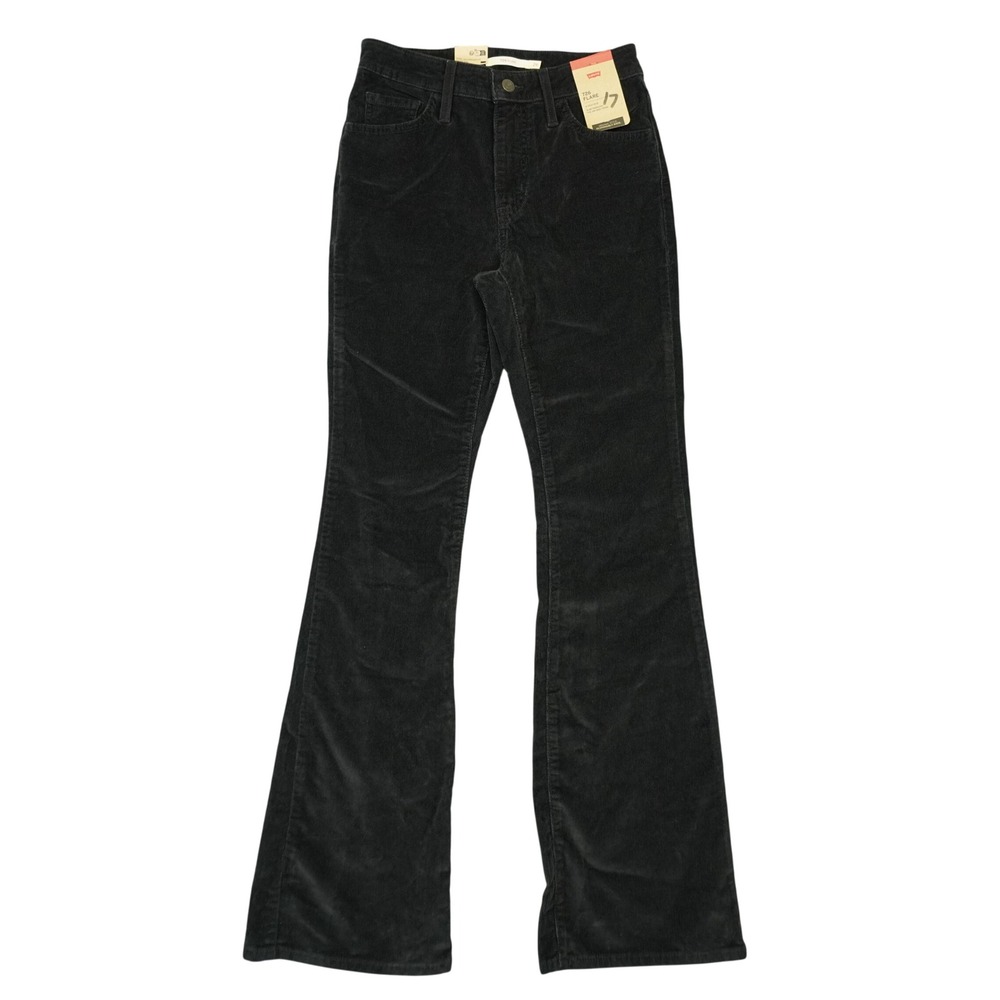 Levi's 726 Flare Pants Women 26 Black Corduroy High Rise Slim Retro
